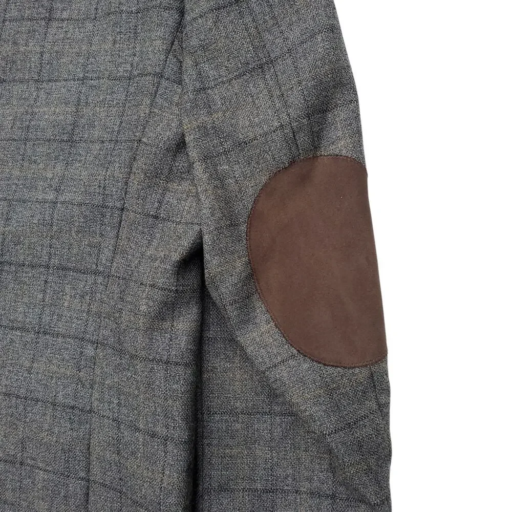 Tommy Hilfiger Ivy Prep Glen Plaid Elbow Patch Blazer Sport Jacket Professor 46L